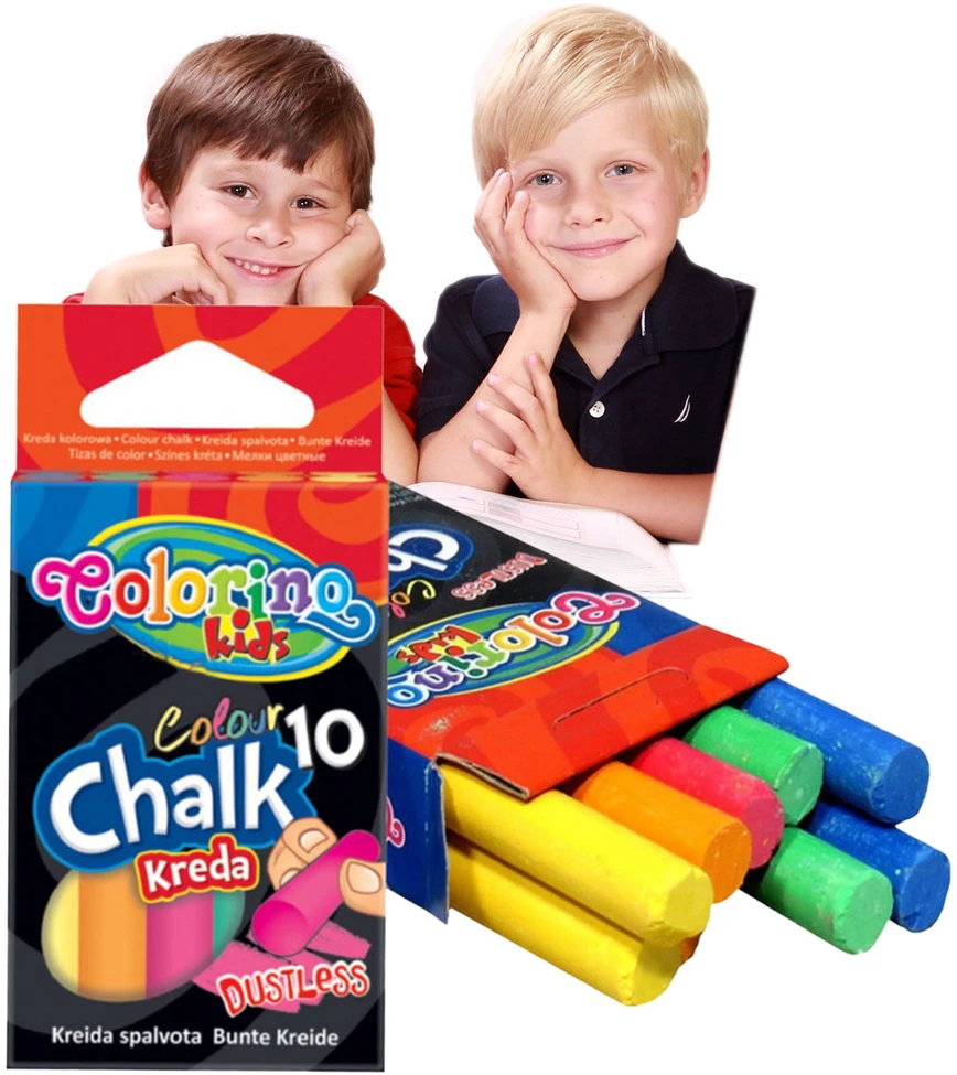Colorino Kreida be dulkių, 10 vienetų spalvotos kreidos