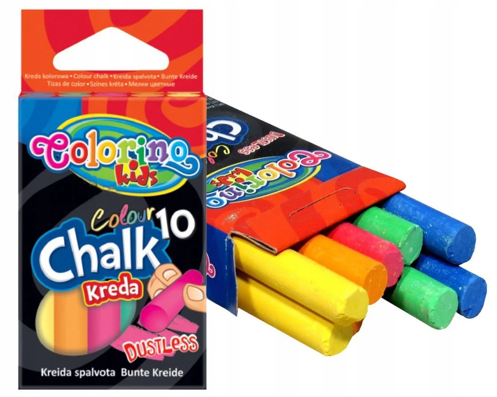 Colorino Kreida be dulkių, 10 vienetų spalvotos kreidos