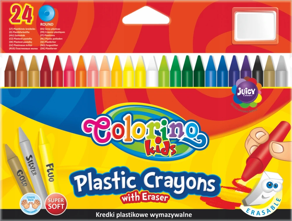 Trinamos plastikinės kreidelės Colorino Kids 24 spalvų