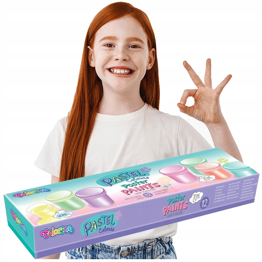 Colorino pasteliniai plakatų dažai vaikams, 12 vnt. x 20 ml