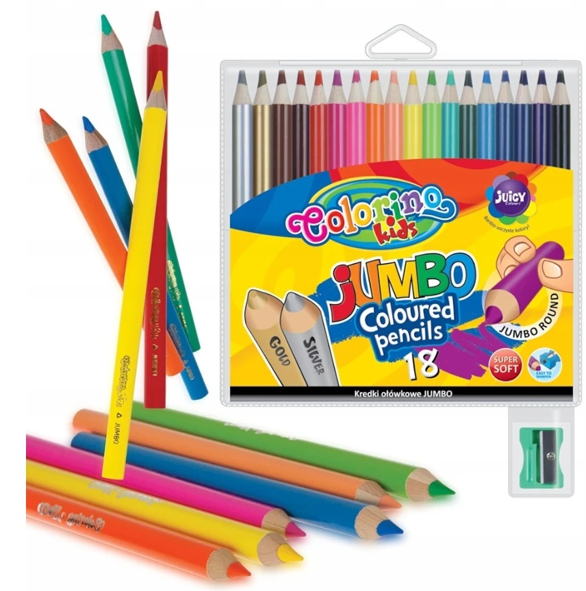 Colorino spalvoti pieštukai 18 vnt. + drožtukas