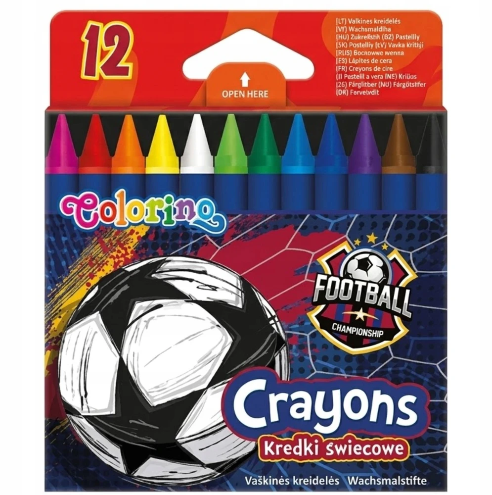 Colorino Vaškinės kreidelės 12 spalvų Football