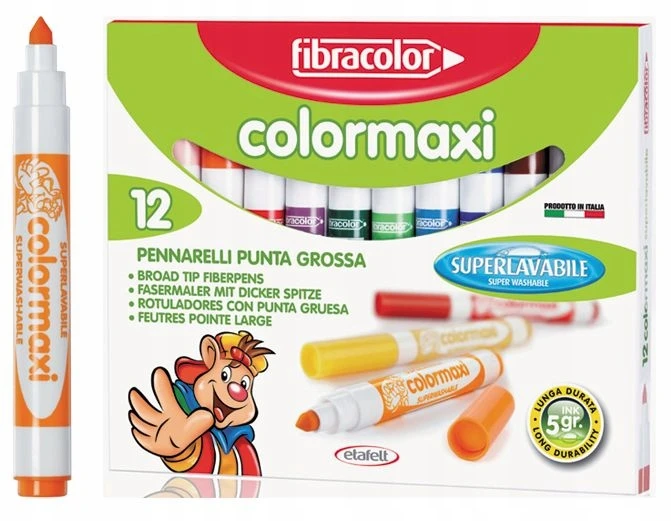 Colormaxi markeriai 12 spalvų Fibracolor
