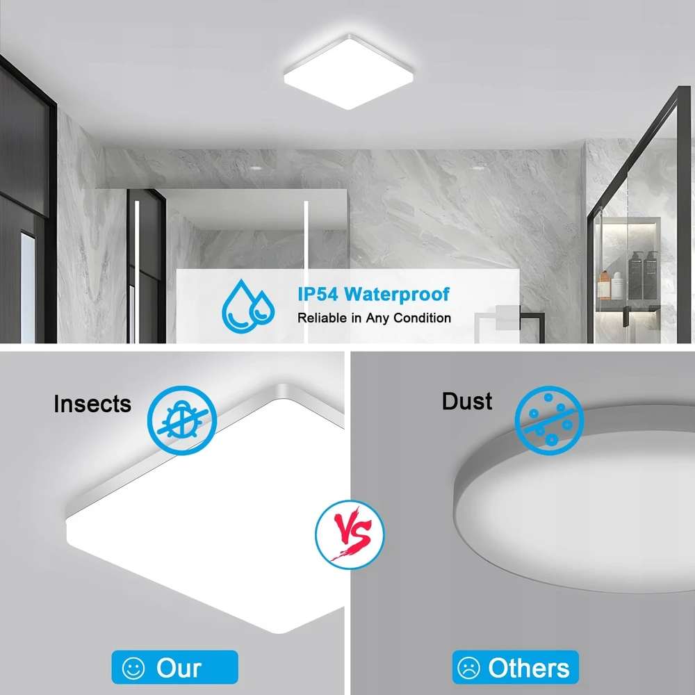 Comely Lampa sufitowa Led 48W 30x30cm zimna biel 6500K IP44 balta