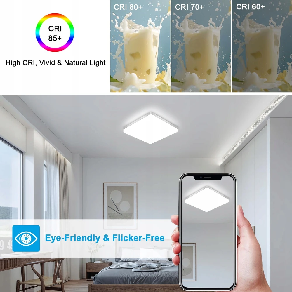 Comely Lampa sufitowa Led 48W 30x30cm zimna biel 6500K IP44 balta