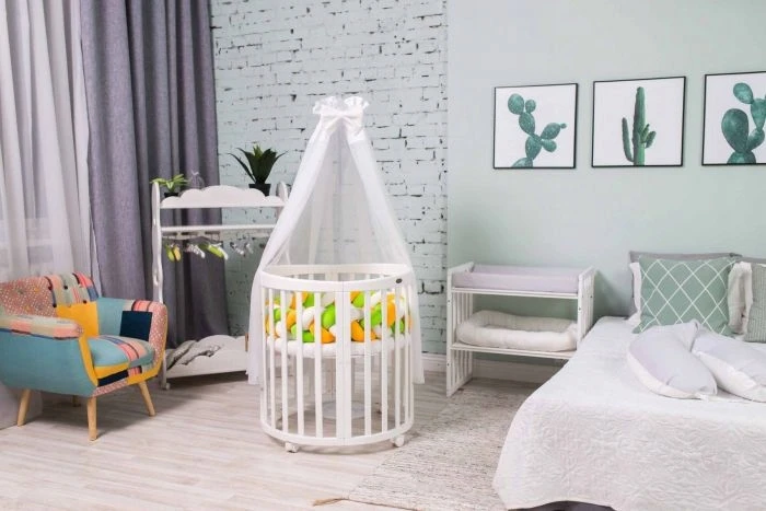 ComfortBaby Ochraniacz do łóżeczka WARKOCZ WELUR 240 cm ŁÓŻECZKO 7w1 žalia balta