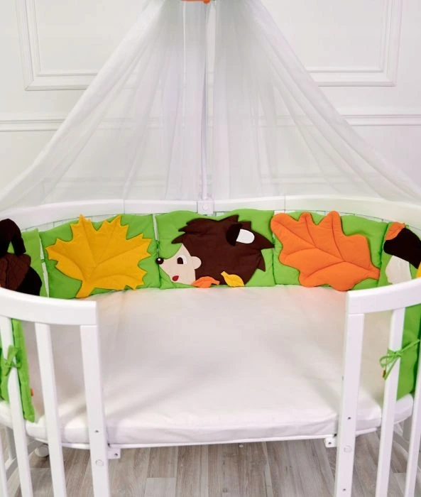 ComfortBaby Rinkinys pościeli do łóżeczka okrągłego 7w1 JESIEŃ