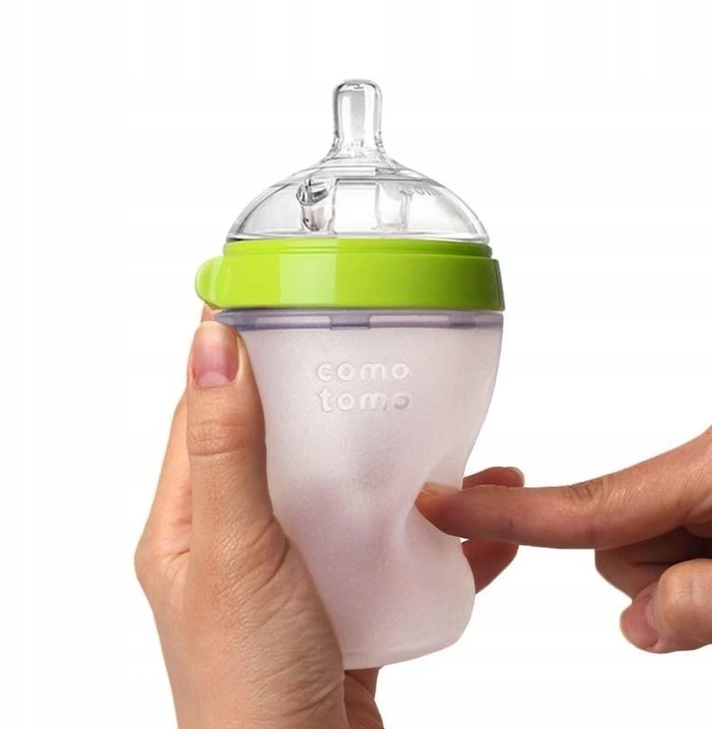 COMOTOMO - 2 silikoniniai buteliukai nuo pilvo dieglių MOM'S BREAST 250 ml Žalioji...
