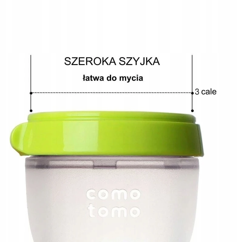 COMOTOMO - 2 silikoniniai buteliukai nuo pilvo dieglių MOM'S BREAST 250 ml Žalioji...