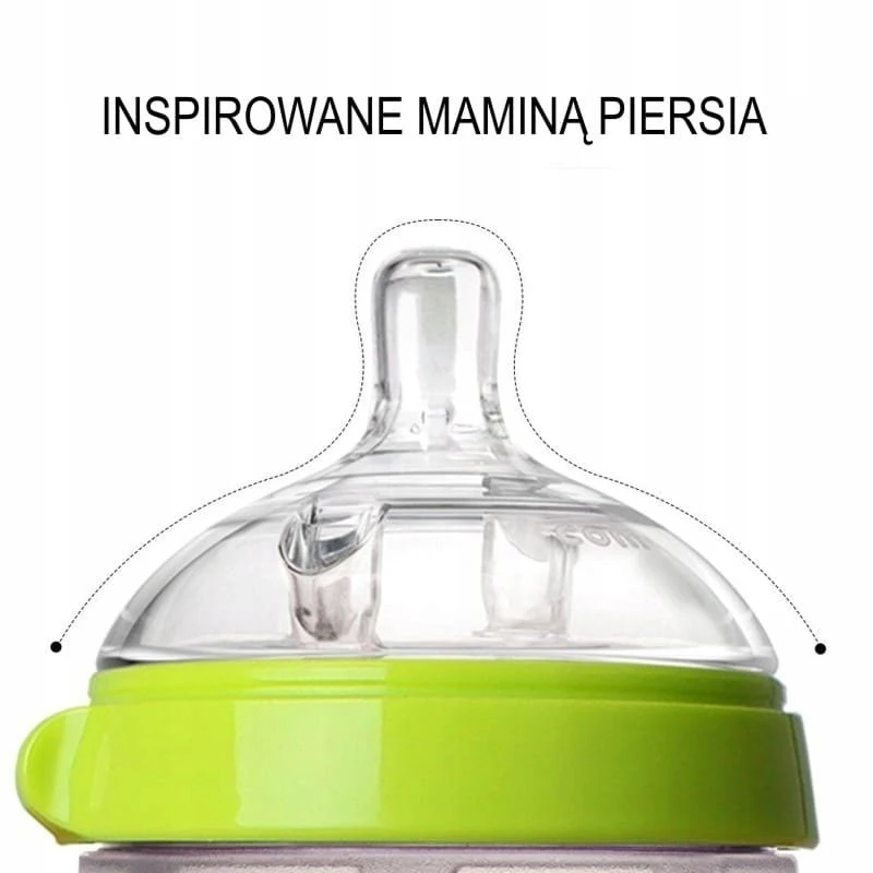 COMOTOMO - 2 silikoniniai buteliukai nuo pilvo dieglių MOM'S BREAST 250 ml Žalioji...