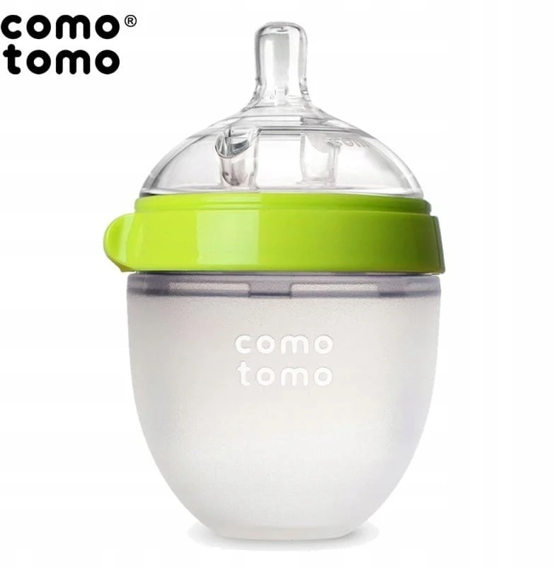 COMOTOMO - 2 silikoniniai buteliukai nuo pilvo dieglių MOM'S BREAST 250 ml Žalioji...