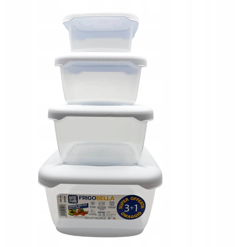 Compactor Belli E Forti FRIGOBELLA 3+1 maisto indų rinkinys, kvadratas su dangteliu, kvadratas