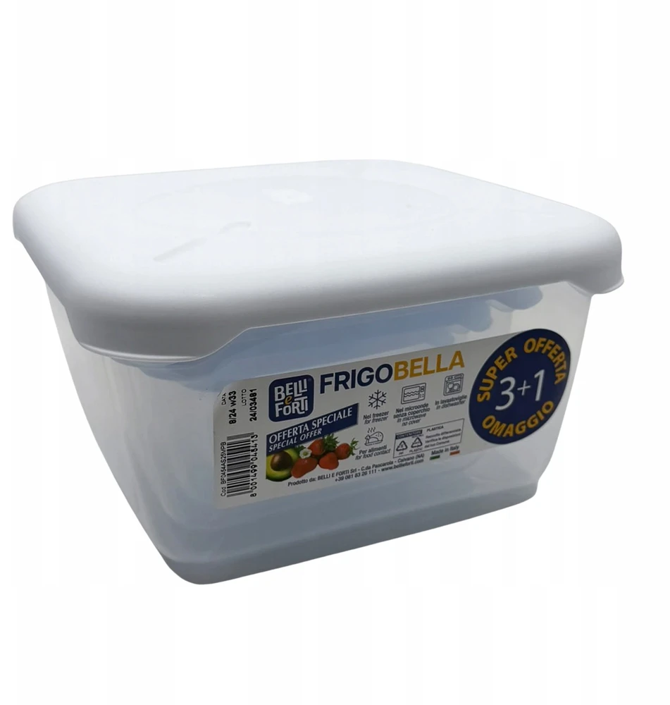 Compactor Belli E Forti FRIGOBELLA 3+1 maisto indų rinkinys, kvadratas su dangteliu, kvadratas