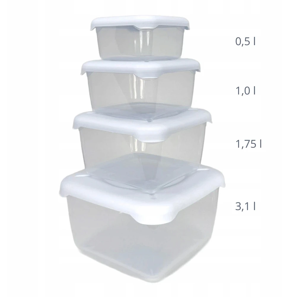 Compactor Belli E Forti FRIGOBELLA 3+1 maisto indų rinkinys, kvadratas su dangteliu, kvadratas