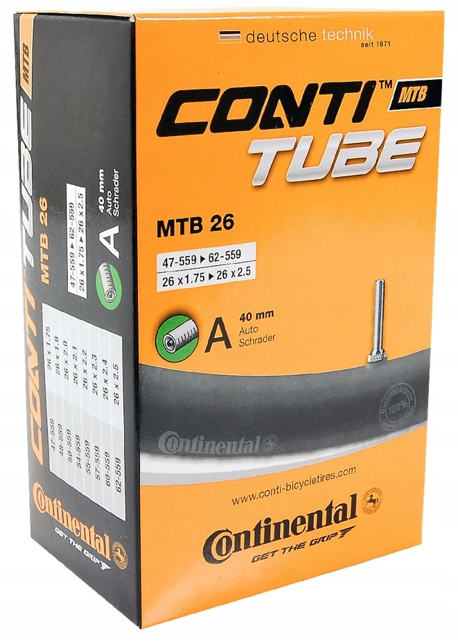 Continental MTB vamzdis 26" x 1,75" - 2,5" automatinis vožtuvas 40 mm, 47/62-559
