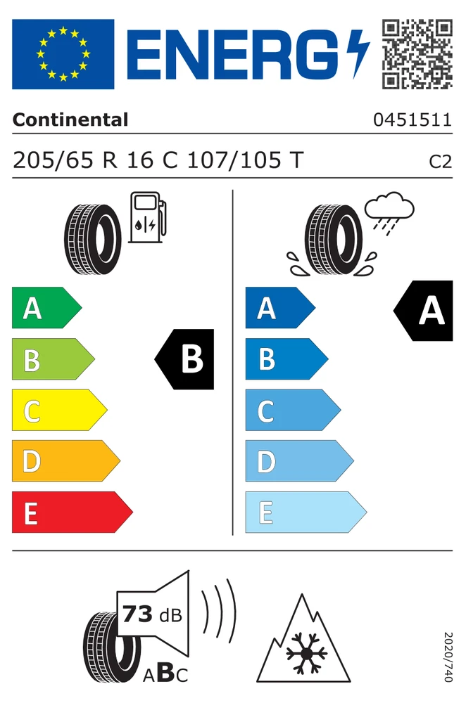 „Continental“ 205/65R16C „VANCONTACT 4SEASON 107/105T M+S MO-V“ padanga