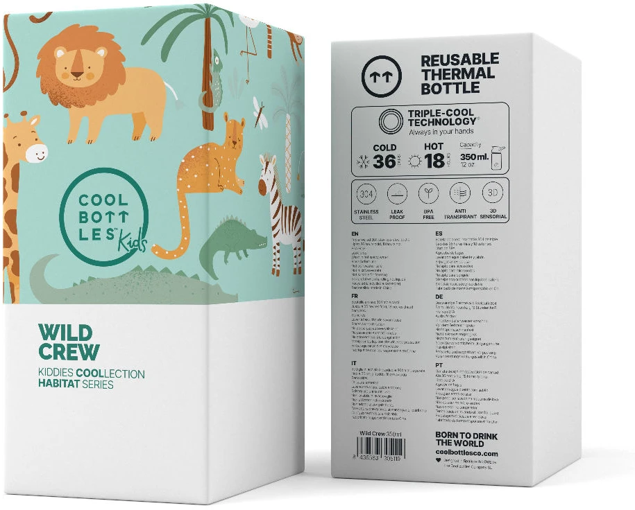 Cool Bottles Buteliukas termiczna Kiddies 350 ml Wild Crew