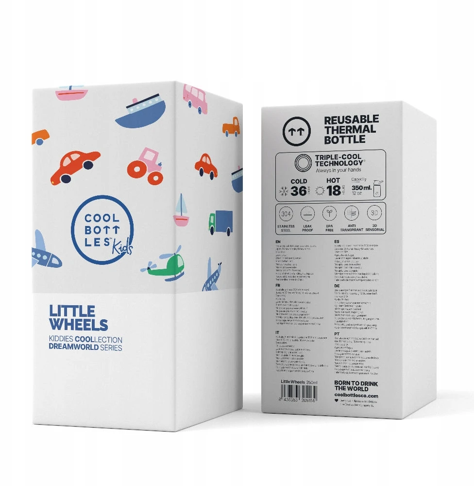 Cool Bottles Kiddies termo buteliukas 350 ml Little Wheels