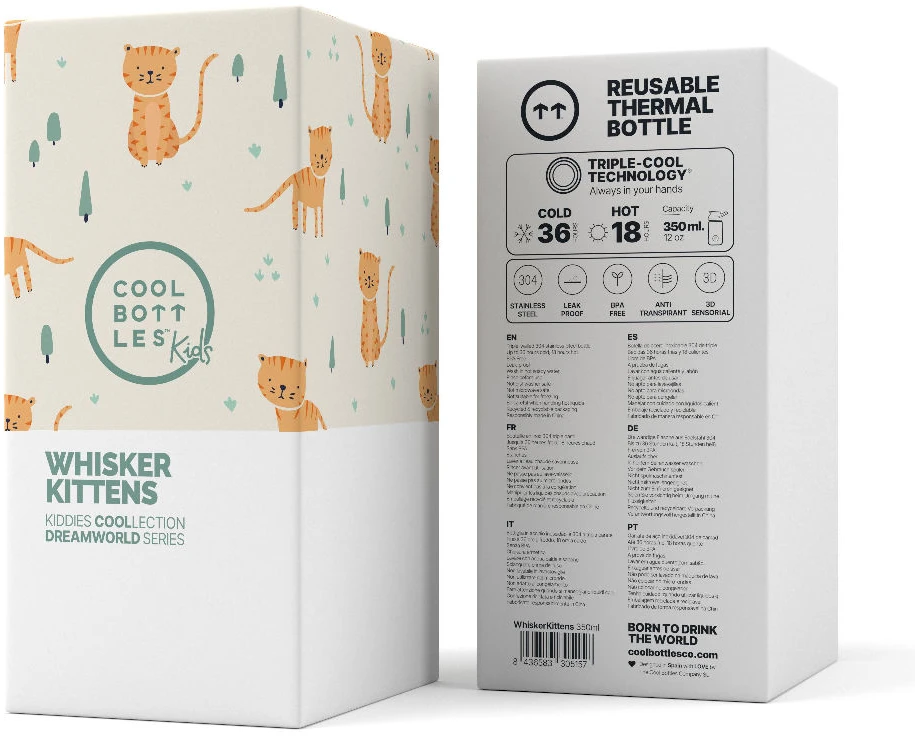 Cool Bottles Kiddies termo buteliukas 350 ml Whisker Kittens