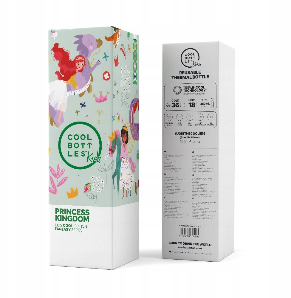 Cool Bottles Thermal buteliukas vaikams 350 ml Triple cool Princess Kingdom