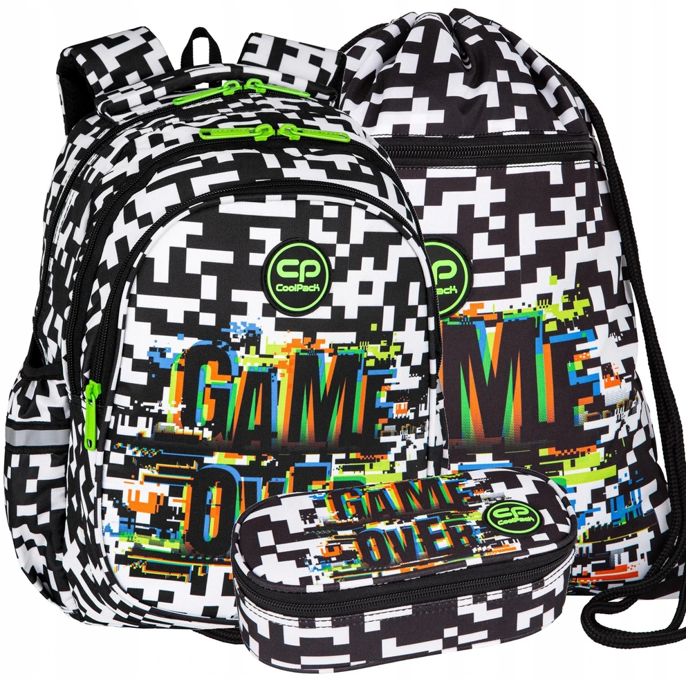 Cool Pack Coolpack "game Over" kuprinė berniukui 1-3 klasei, su dėklu ir maišeliu