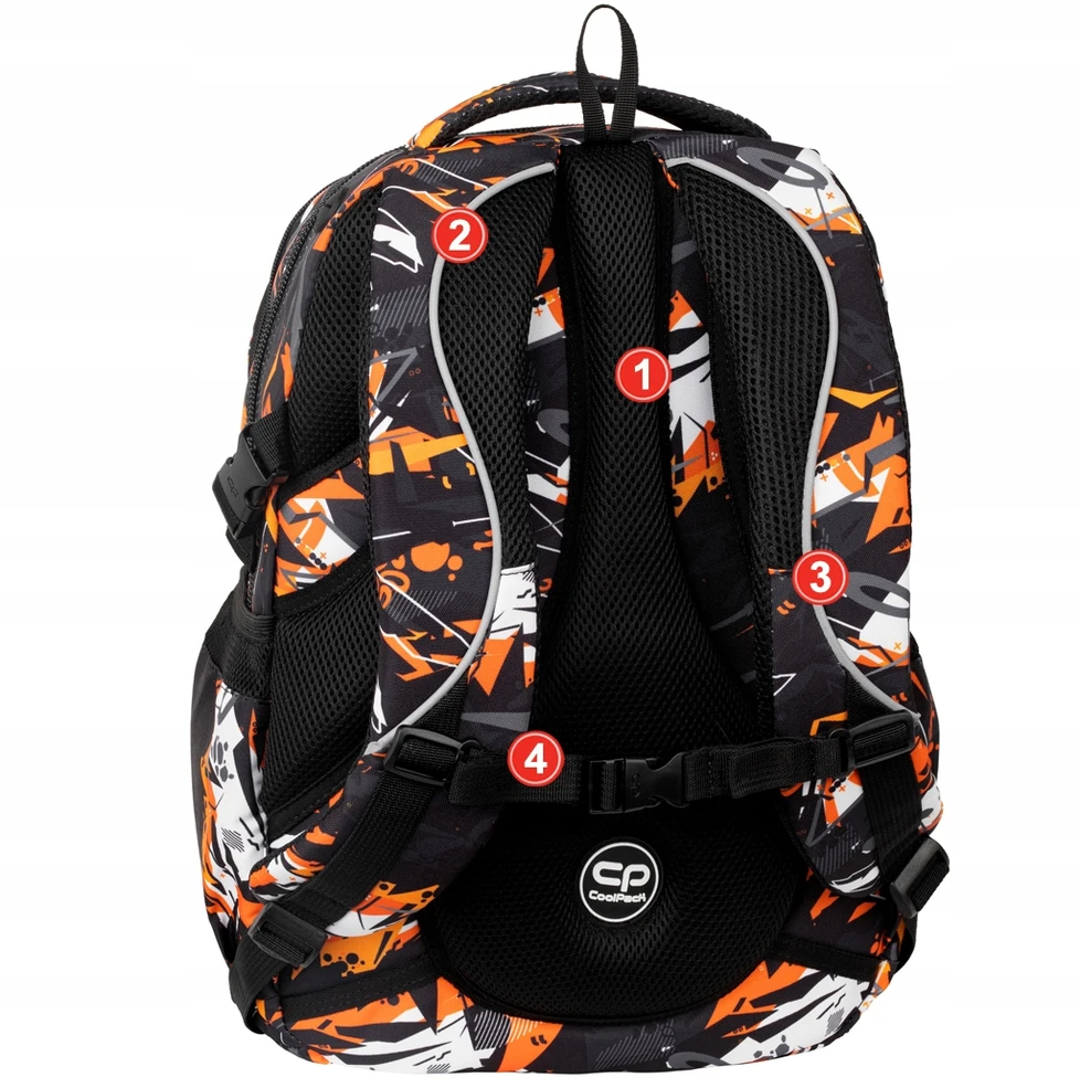 Cool Pack Coolpack jaunimo kuprinė, juoda, su raštais, 4 skyriai