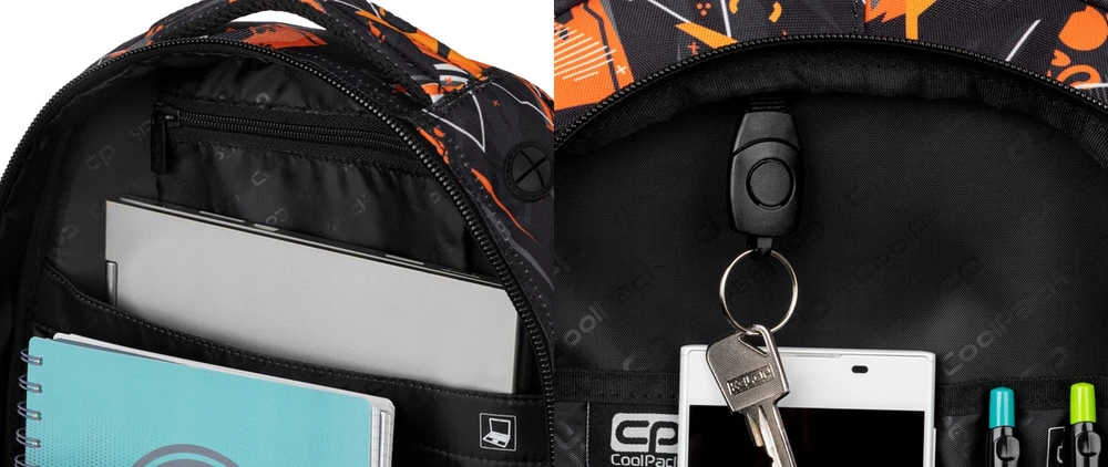 Cool Pack Coolpack jaunimo kuprinė, juoda, su raštais, 4 skyriai