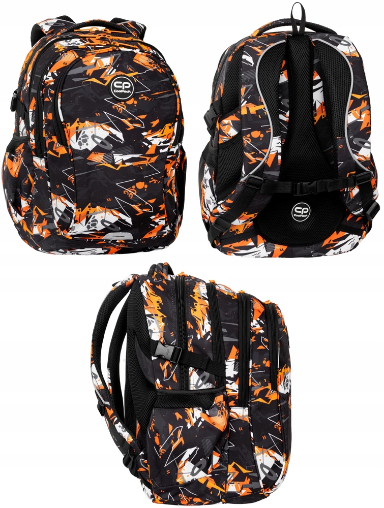 Cool Pack Coolpack jaunimo kuprinė, juoda, su raštais, 4 skyriai