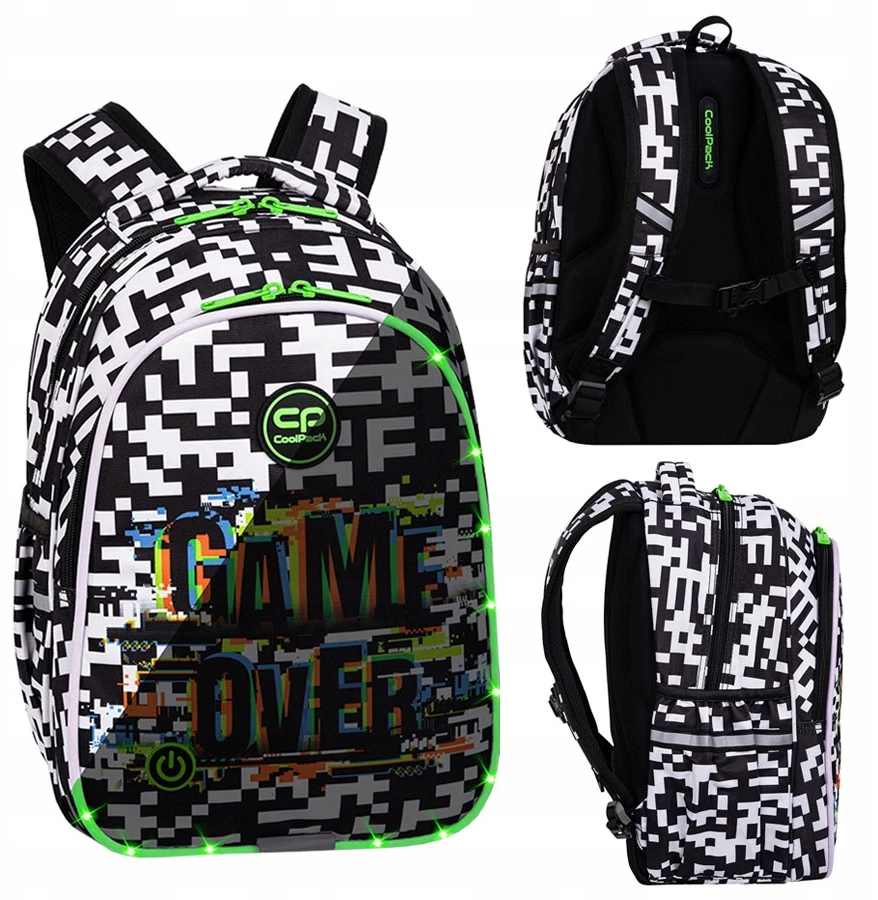 Cool Pack Coolpack Jimmy Led kuprinė berniukams "game Over"