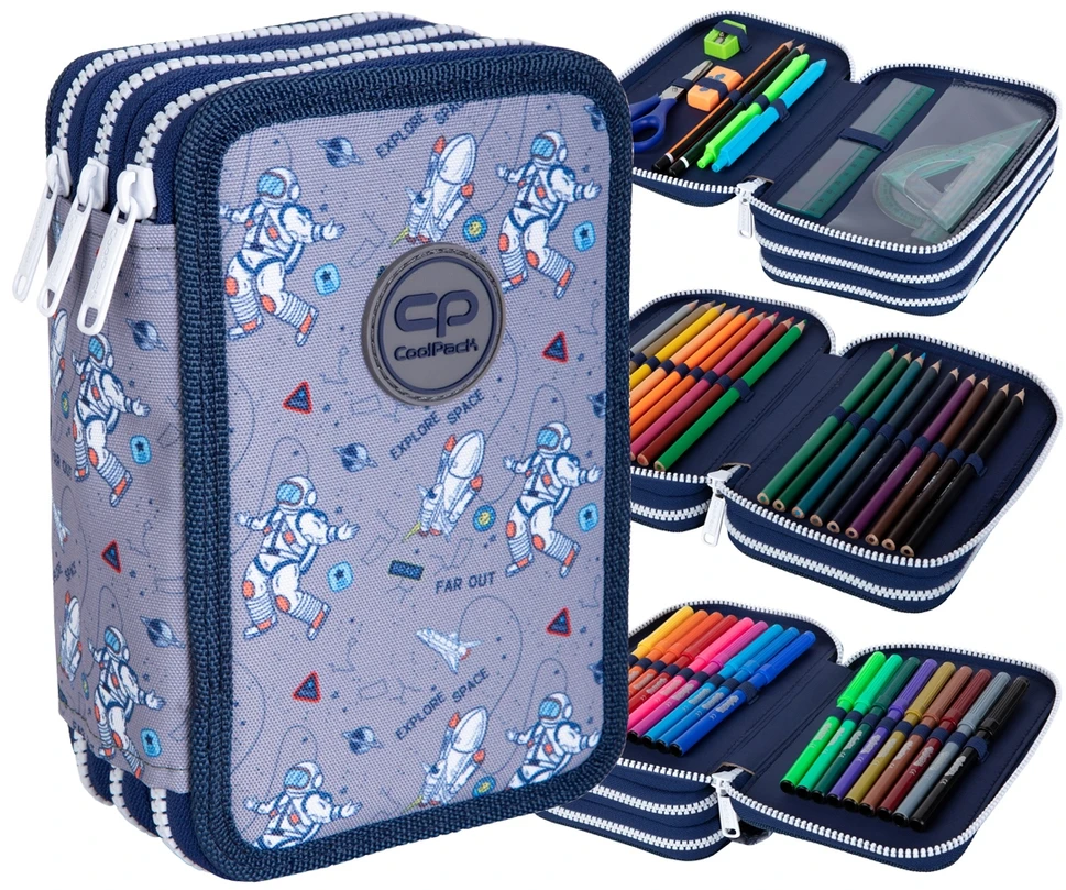Cool Pack Forminis trijų skyrių penalas su priedais CoolPack Jumper 3 Cosmic