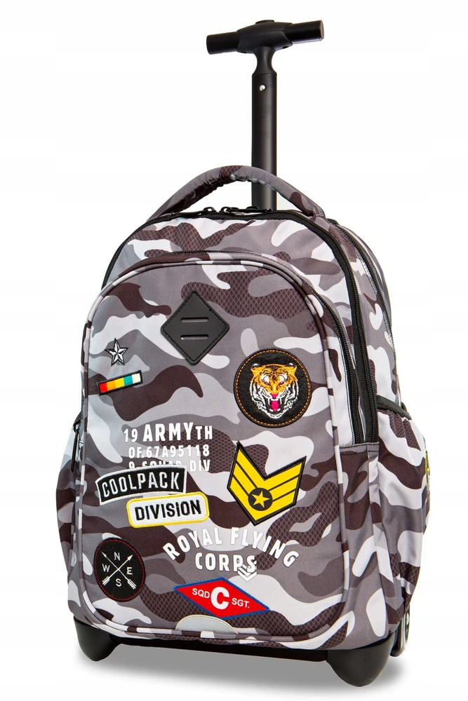 Cool Pack Coolpack Junior kuprinė su ratukais, pilka/juoda, su aplikacijomis