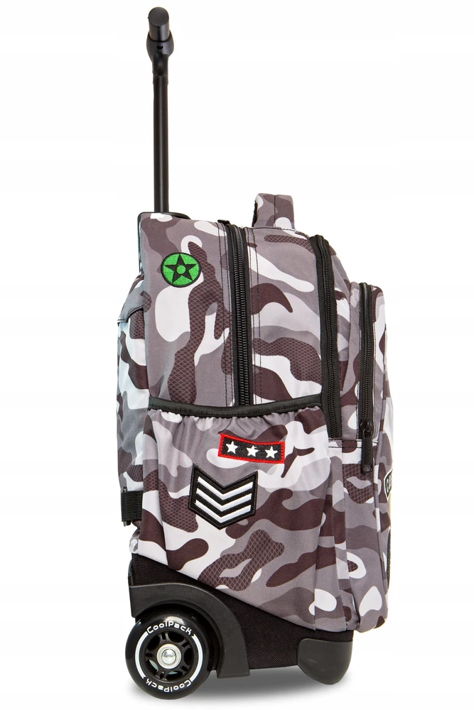 Cool Pack Coolpack Junior kuprinė su ratukais, pilka/juoda, su aplikacijomis