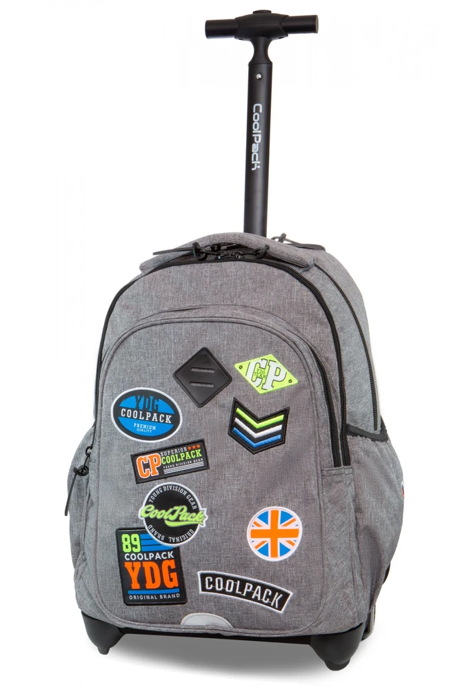 Cool Pack Coolpack Junior plecakas ant ratukų 24l su aplikacijomis pilkas