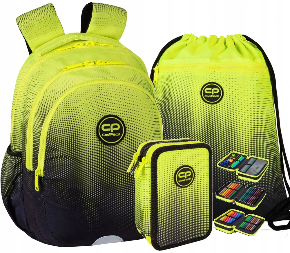 Cool Pack Coolpack rinkinys: kuprinė, maišelis, dėklas su įranga - Gradient Lemon