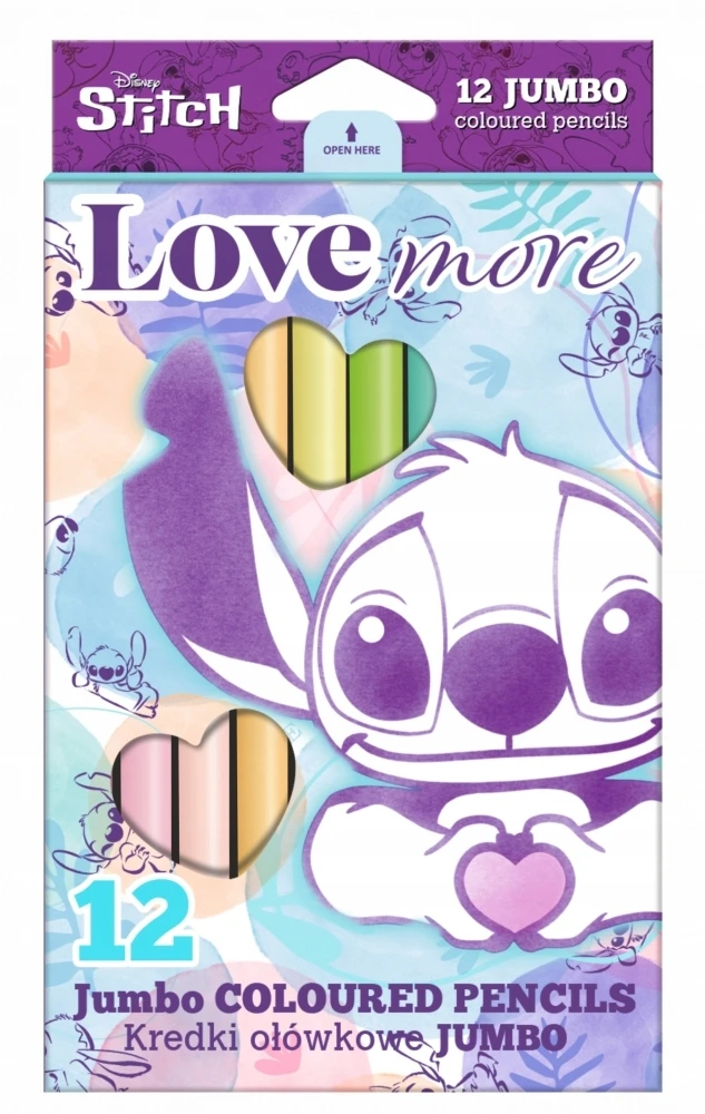 Cool Pack CoolPack STITCH spalvoti pieštukai, trikampiai, stori, 12 spalvų, pastelinių atspalvių