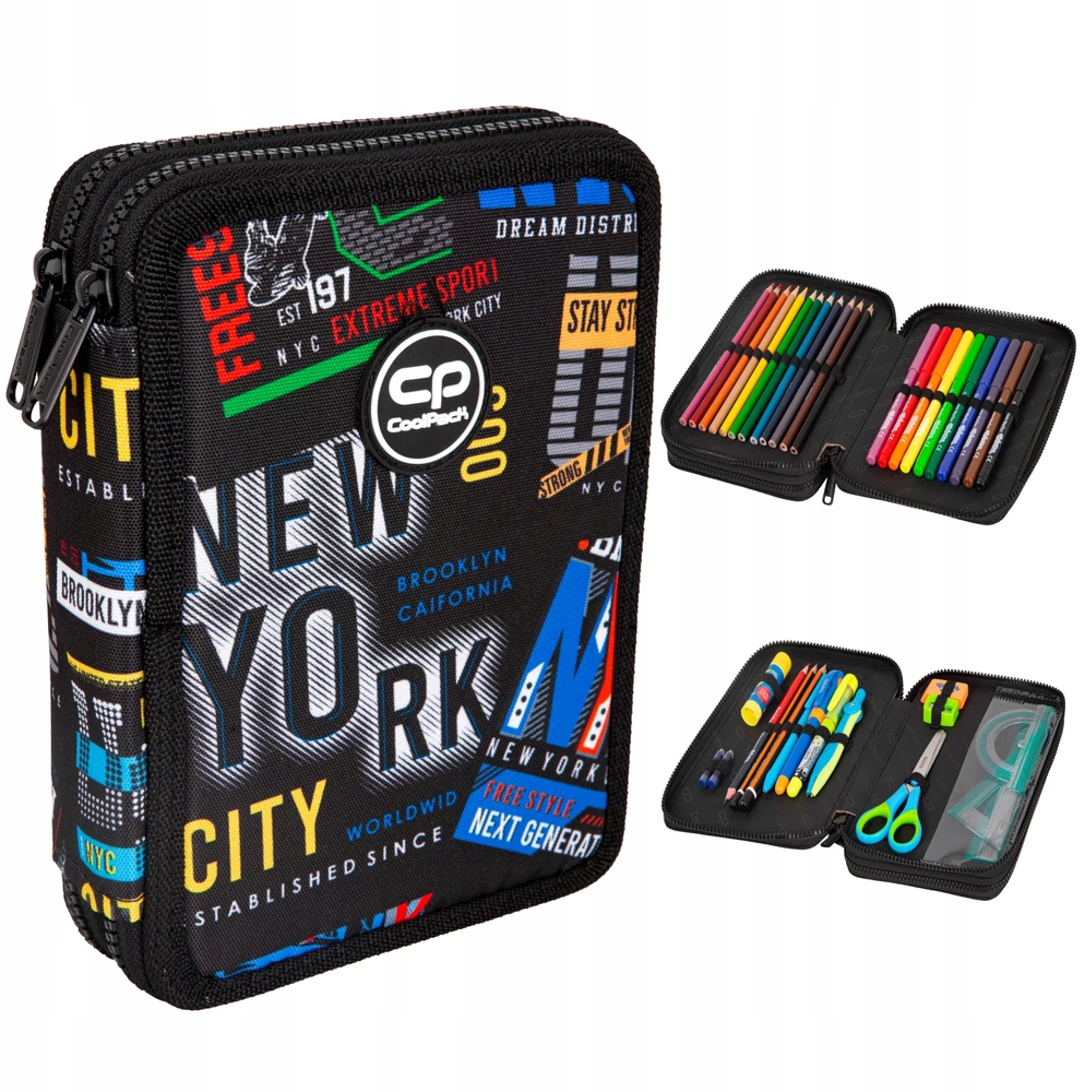 Cool Pack Coolpack Xl Big City Dvigubas Mokyklinis Pieštukų Dėklas su Įranga