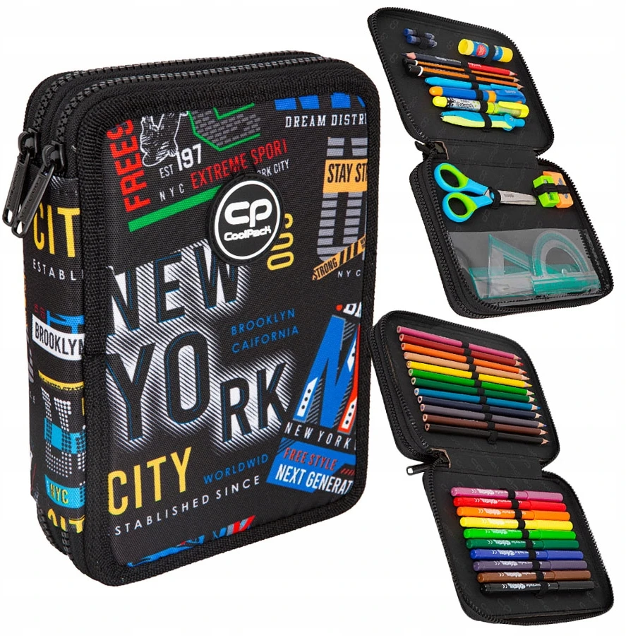 Cool Pack Coolpack Xl Big City Dvigubas Mokyklinis Pieštukų Dėklas su Įranga