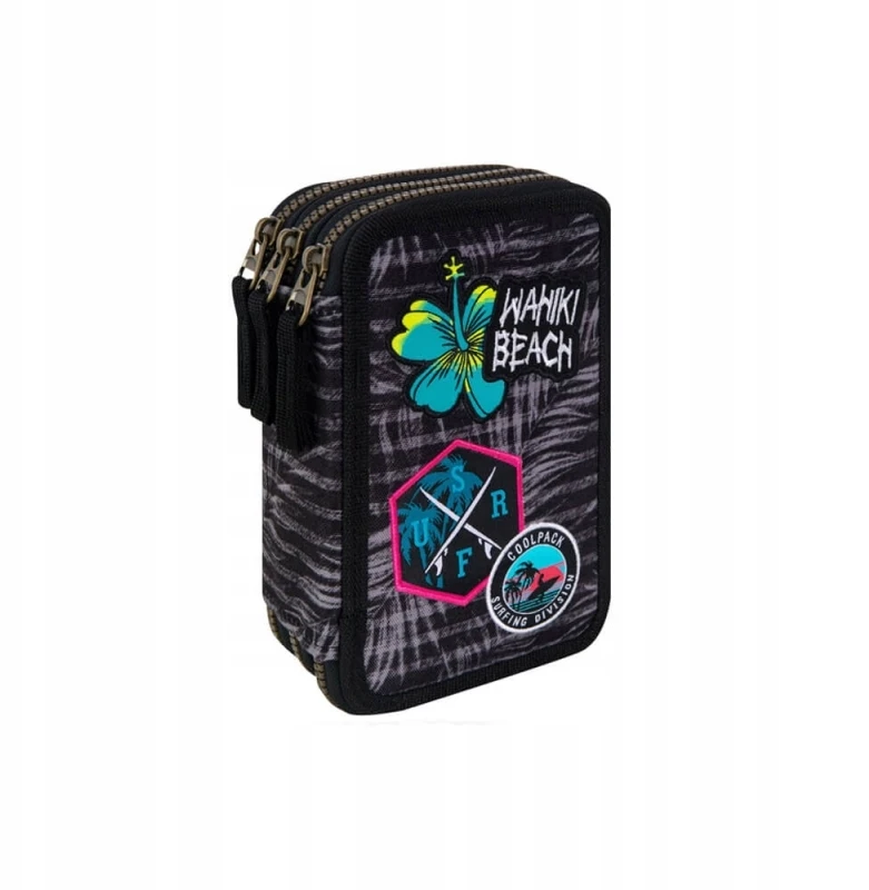 Cool Pack Forminis trijų skyrių penalas su priedais CoolPack Jumper 3 Badges Girls Pilkas