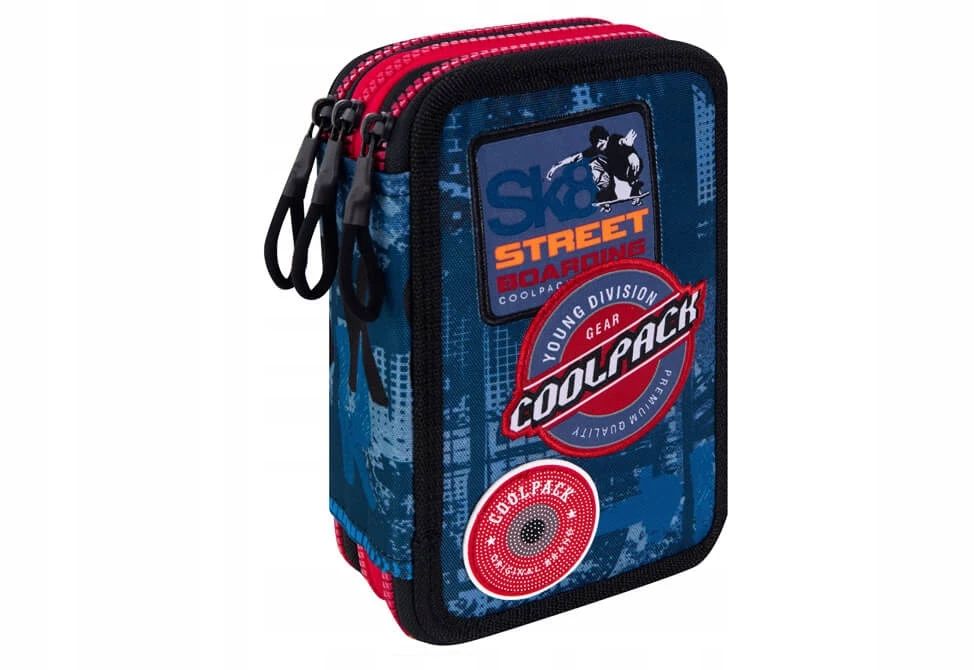 Cool Pack Forminis trijų skyrių penalas su priedais CoolPack Jumper 3 Badges B Mėlyna