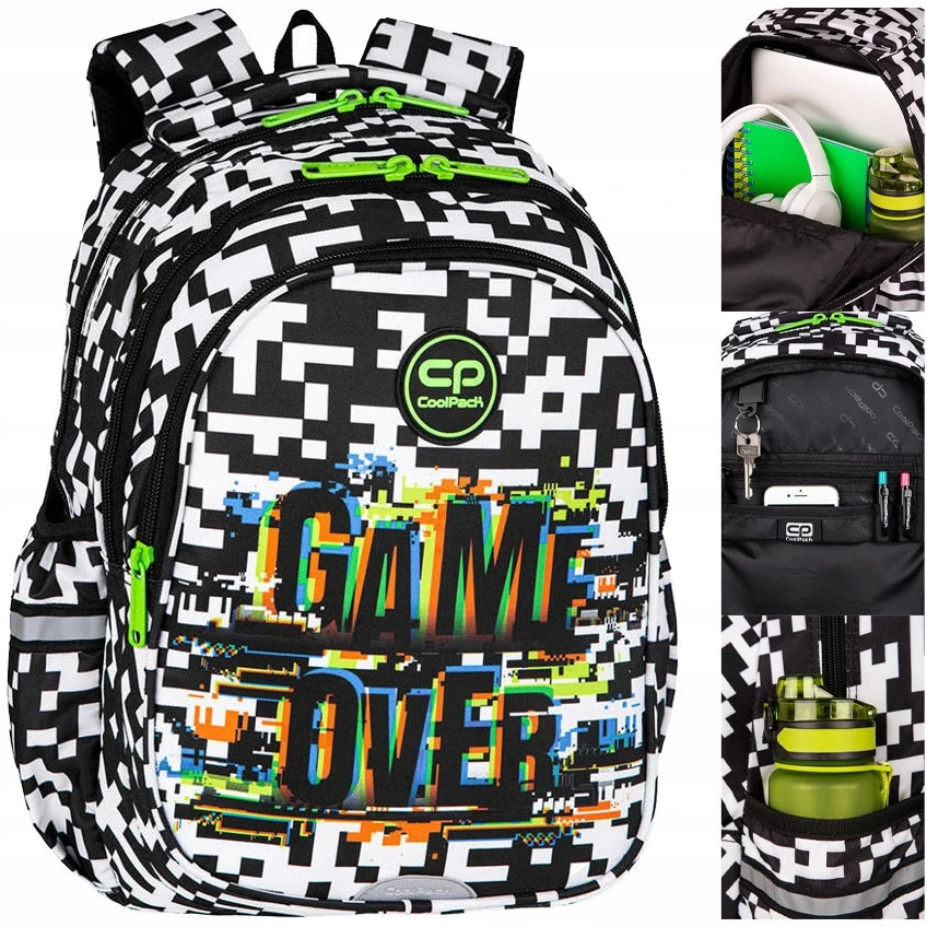 Cool Pack Kuprinė su pieštukine "game Over" paaugliams, 3 skyriai, 21l