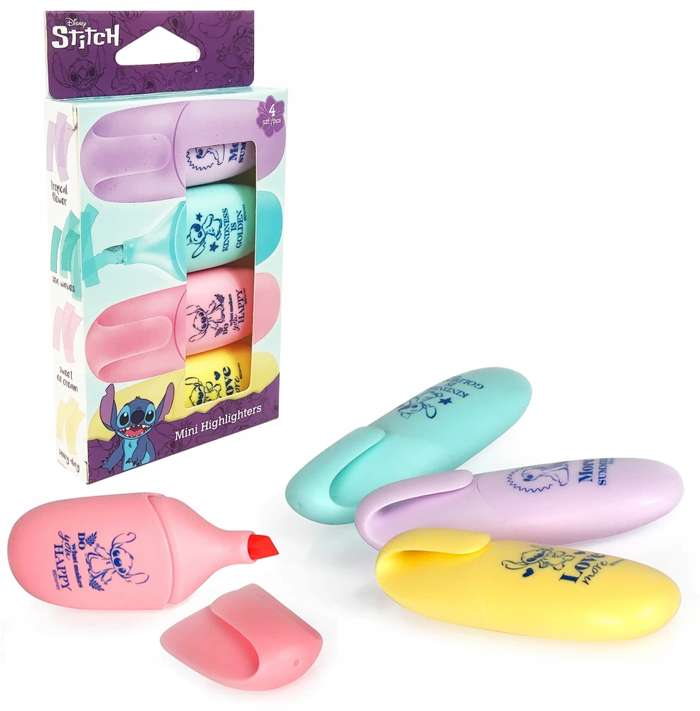 Cool Pack ZAKREŚLACZE mini STITCH 4SZT piękne pastelowe kolory