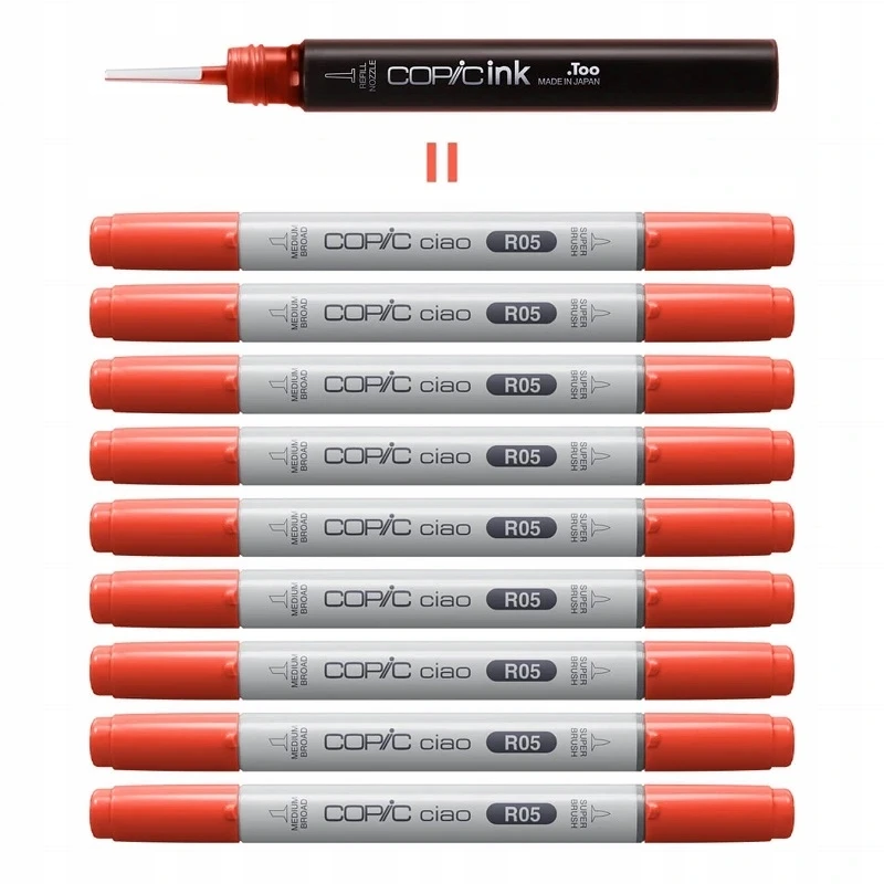 Copic Ciao flomasteris su dvia galais - E29 Sudeginta ruda