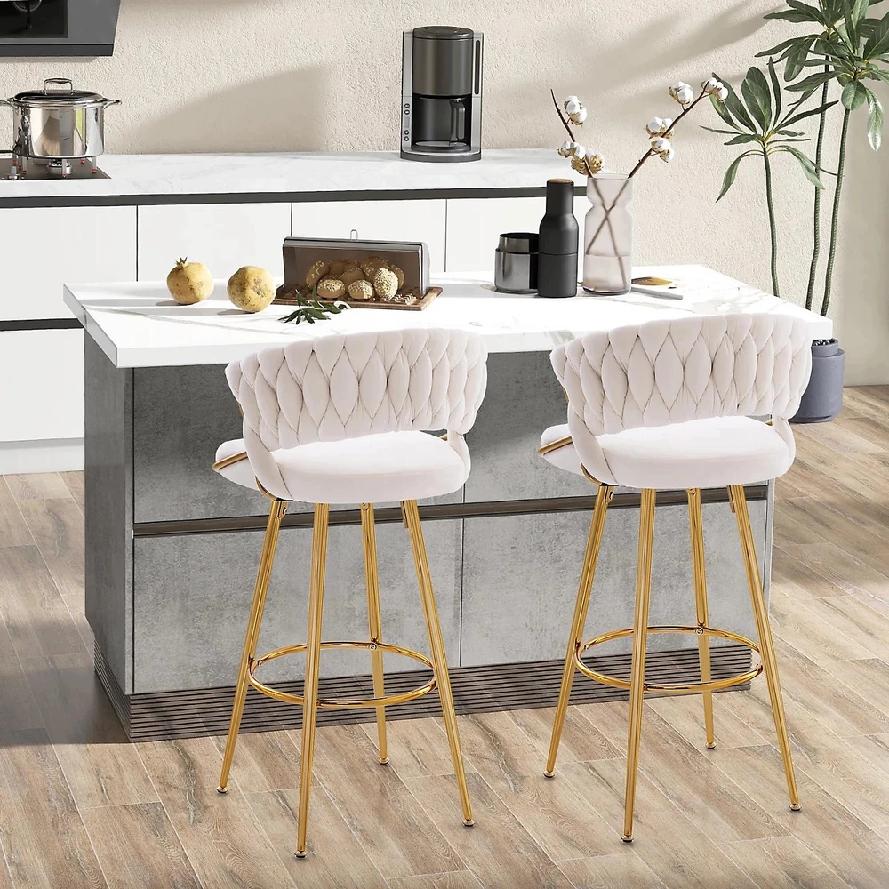 Costway 2 BARO KOMPLEKČIŲ RINKINYS 72 CM MINŠTINĖS KELETĖS SU AUSTA NUGARĖLE
