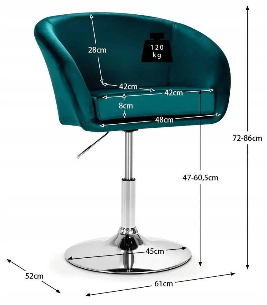 Costway BIRO KĖDĖ VELŪRAS, SUKIMAS, REGULIUOJAMAS AUKŠTIS, 120 KG, ARMROLTĖS