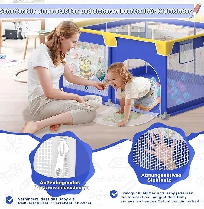 Costway KOJEC vaikams dziecięcy Žaidimų aikštelė su wejściem składany su siatką 200x180