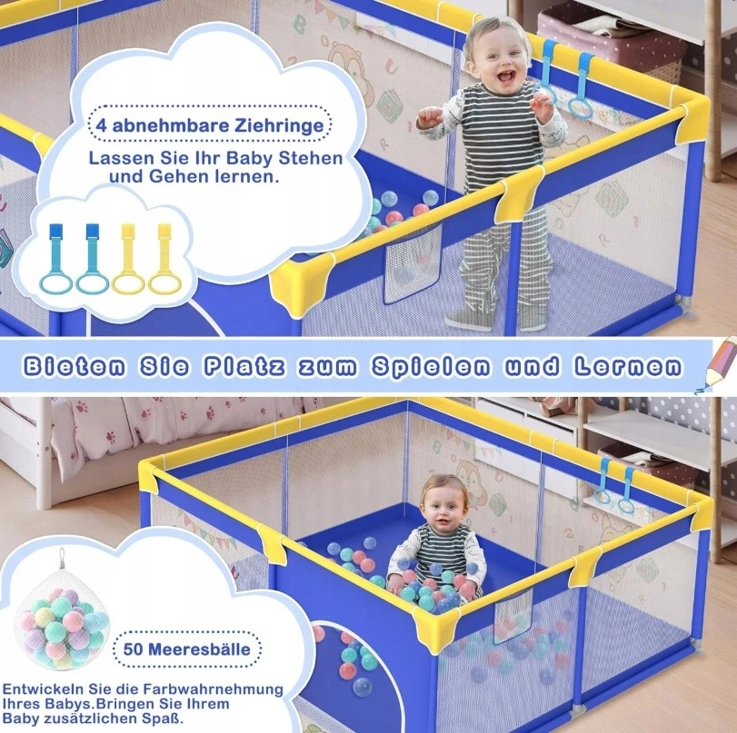 Costway KOJEC vaikams dziecięcy Žaidimų aikštelė su wejściem składany su siatką 200x180