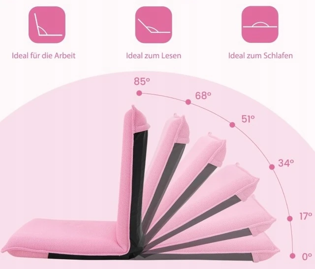 Costway Rožinė sulankstoma grindų kėdė, 1 vnt. žemas fotelis