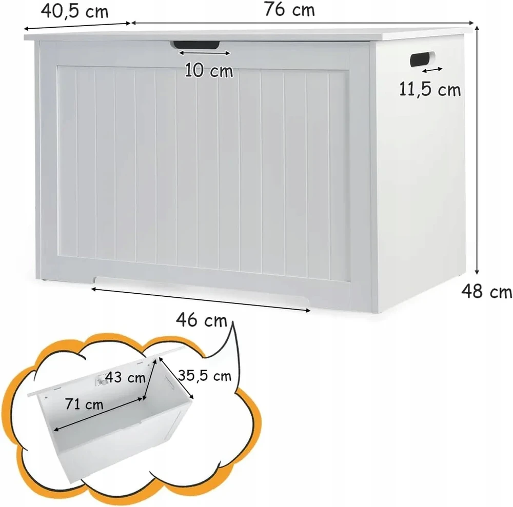 Costway Skrzynia na zabawki vaikams 2 w 1 113L, szafka na zabawki 76x40,5x48 cm