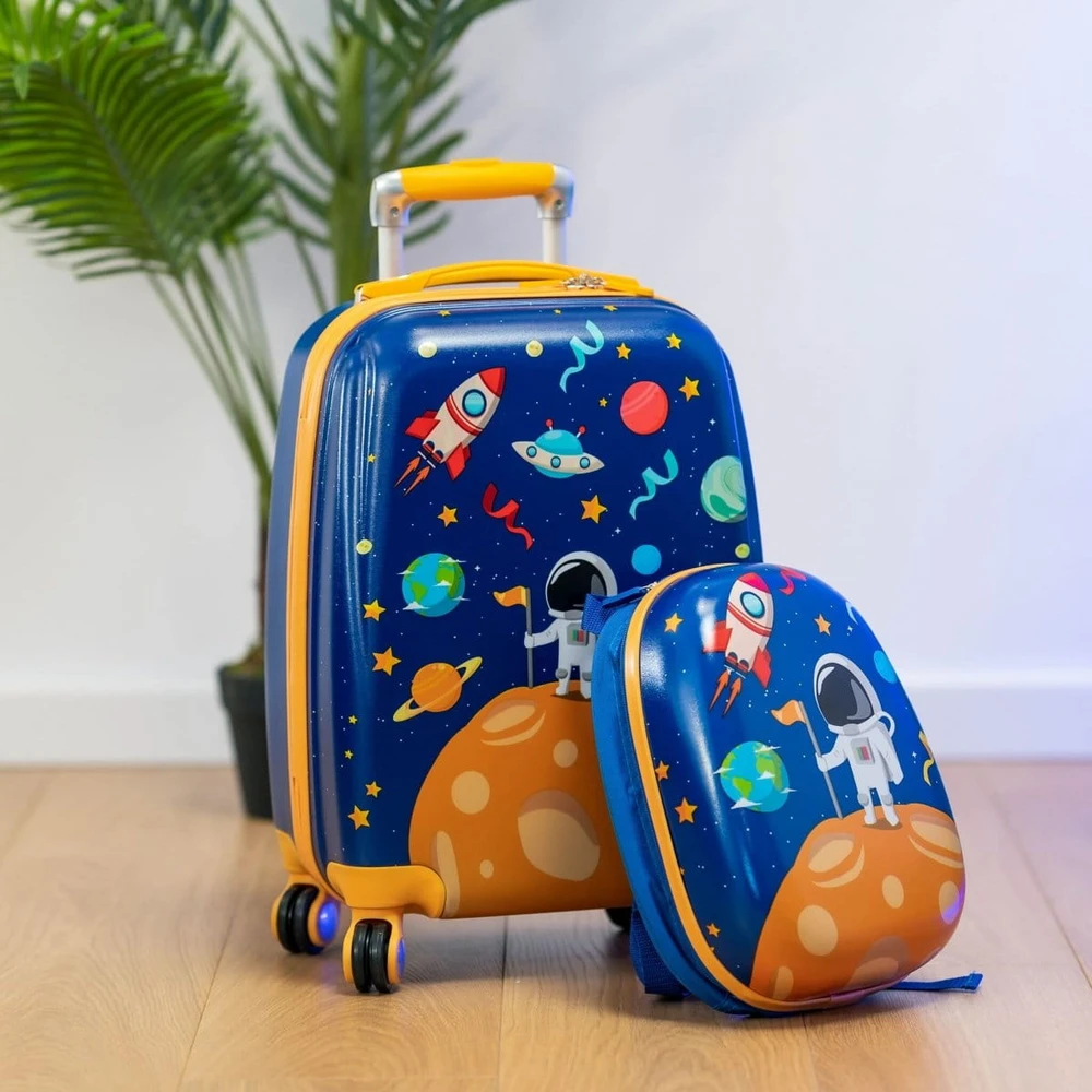 Kelioninis Costway vaikiškas lagaminas 30 l mėlyna, oranžinė