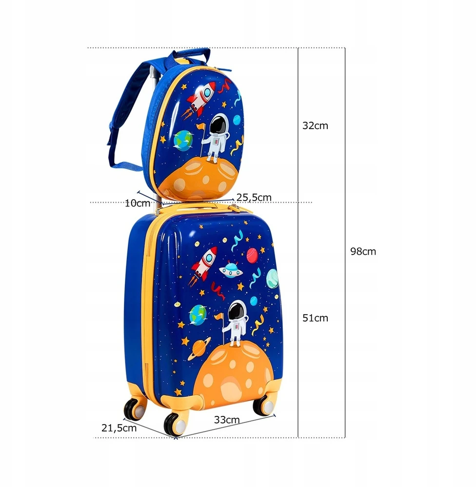 Kelioninis Costway vaikiškas lagaminas 30 l mėlyna, oranžinė